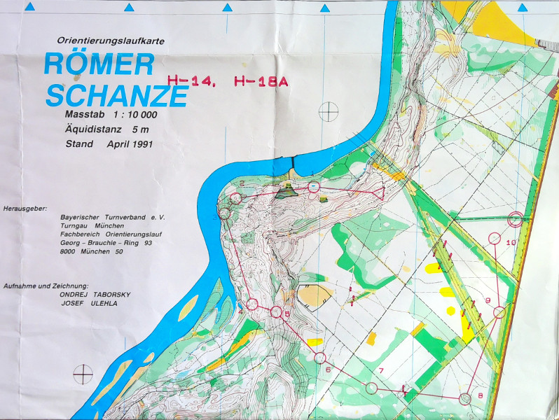 Karte der 19. Bayerischen Meisterschaft südlich von München im Grünwalder Isartal 1991